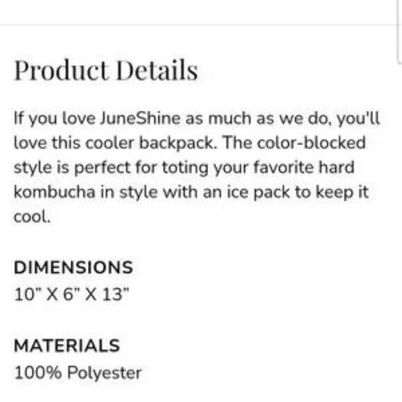 June Shine Insulated Cooler Backpack, Lunch box, Travel bag, Tailgating - NWT - Picture 12 of 12